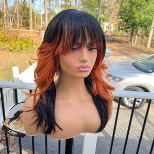 NWT Black and Orange wig Zury Sis Color Point Wig - FW FLOWER - FF Under Ginger